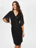 Taş Ve Boncuk Süslemeli Şifon Kollu V Yaka Abiye Elbise  Faik Sönmez thumbnail 6