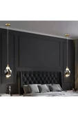 Luna Lighting Modern Concept Kristal Camlı Gold Detaylı Tekli Sarkıt Ledli Avize - 2