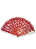 YELPAZE  Tüllü Gelin 877-12 Tül Detaylı Dekoratif Gelin Yelpaze Kırmızı - 1