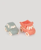 Sevimli Minik Taşıtlar Kamyon ve Araba-Somon-Petrol Yeşili thumbnail 2