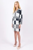 Kadın Desenli Mini Ceket Yaka Elbise FRN3020 - 5