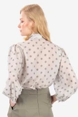 Kadın Puantiye Desenli Fularlı Bluz FRN1003 - 4