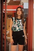 Kadın Desenli Kolsuz Bluz FRN1109 - 6