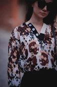 Kadın Leopar Desenli Bluz FRN1106 - 7