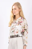 Kadın Çiçek Desenli Şifon Bluz FRN1001 - 2