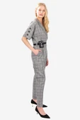Kadın Modern Gri Kareli Tulum FRN5000 - 2