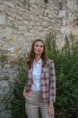 Kadın Ekose Desenli Blazer Ceket FRN6107 - 3