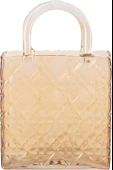 Çanta Vazo Köşeli Model Cam Çiçek Vazosu Dekoratif Bal Amber Vazo Büyük Boy Glass Bag Vase - 2