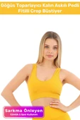 Premium Göğüs Toparlayıcı Sarkma Önleyen Spor Günlük Kalın Askılı Pedli Fitilli Crop Büstiyer - 1