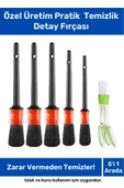 Özel Üretim Pratik Islak Kuru Otomobil Oto Araç Araba Klima Temizlik Detay Fırçası 5+1 Set - 1