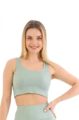 Premium Göğüs Toparlayıcı Sarkma Önleyen Spor Günlük Kalın Askılı Pedli Fitilli Crop Büstiyer - 6