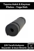 Dayanıklı Taşıma Askılı Konfor Modeli Çift Taraflı Kaymaz Yoga Meditasyon Minderi 16mm Siyah Mat - 1