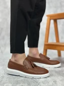 BA0005 Bağcıksız Yüksek Taban Klasik Püsküllü Taba Cilt Corcik Erkek Ayakkabı - 3