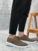 BA0003 Bağcıklı Klasik Spor Keten Kahverengi Beyaz Taban Casual Erkek Ayakkabı thumbnail 3