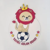 Taraftar Galatasaray GS Cimbombom Aslan Sarı Kırmızı Çocuk Bebek Yeni Doğan Kapı Duvar Dolap Süsü Hediye - 1