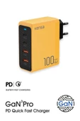 100w GaN3 Pro Masaüstü Süper Hızlı Şarj PD Qualcomm3 Adaptör 2x Type-C 2x UsbA Toplam 4 Port Kensa - 2