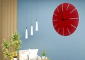 Ahşap Minimal Dekoratif Duvar Saati - 33x33 cm Kırmızı - 2