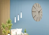 Ahşap Minimal Dekoratif Duvar Saati - 33x33 cm Krem - 3
