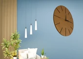 Ahşap Minimal Dekoratif Duvar Saati - 33x33 cm Açık Kahverengi - 2