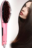 Elektrikli Saç Düzleştirici Tarak Fast Hair Straightener Pratik Pembe Saç Kurutma Tarağı - 2