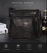 Hakiki Gerçek Deri Erkek Askılı Omuz Çanta Postacı Çanta Evrak Tablet Çanta - 3