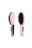 Elektrikli Saç Düzleştirici Tarak Fast Hair Straightener Pratik Pembe Saç Kurutma Tarağı - 4