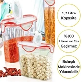 Kilitli Kapaklı Contalı Hava,Su Sıvı Geçirmez 1,7 Litre Erzak Saklama Kabı-SA585 - 3