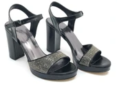 Feles Taşlı Platform Tek Bant Topuklu Kadın Abiye Ayakkabı thumbnail 2