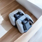 PS5 Oyun Kumandası için Şık Siyah İkili Stand - Dayanıklı Plastik Tasarım - 2