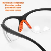 Baymax İş Güvenlik Gözlüğü Koruyucu Silikonlu Gözlük S600 Şeffaf thumbnail 3