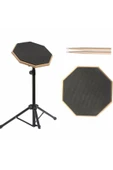 Bateri Davul Drum Pratik Çalışma Pedi ve Standlı Full Setup - 7
