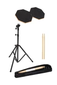 Davul Bateri Drum Pratik Çalışma Pedi Ve Standı Padi Baget Hediye 2 Petek - Çanta Kılıf - 2