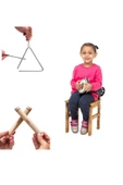 Orff Perküsyon Ritim Set Mini Çocuk Darbukası Ucgen Zil Ahşap Ritim Çubuğu - 1