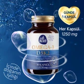 Balık Yağı Içeren Omega-3 D3 & K2 Vitamin 30 Tablet Takviye Edici Gıda thumbnail 4