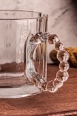 Snippy Cuppy - 6 Adet Cam Bardak Boncuk Kulplu Kupa Çay Kahve Meşrubat Bardağı 300 ml - 3
