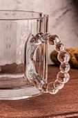 Snippy Cuppy - 2 Adet Cam Bardak Boncuk Kulplu Kupa Çay Kahve Meşrubat Bardağı 300 ml - 4
