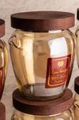 Snippy Fatty Gold - 12'li Vakumlu Ahşap Kapaklı Etiketli Cam Baharatlık Takımı Saklama Kabı Seti 580 ml - 4