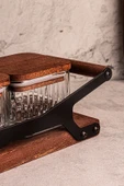 Snippy Grade Bella Kare 10 Parça Tepsili Ahşap Vakumlu Kapaklı Tepsili Cam Kahvaltılık Çerezlik 230 ml - 6