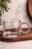 Snippy Cuppy - Cam Bardak Boncuk Kulplu Kupa Çay Kahve Meşrubat Bardağı 300 ml - 1