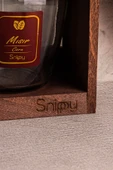 Snippy Fatty Gold - Standlı 6'lı Vakumlu Ahşap Kapaklı Etiketli Cam Baharatlık Takımı Saklama Kabı 580 ml - 6