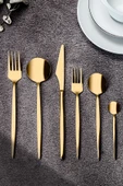 Snippy Fettucini Gold - 6 Kişilik 36 Parça Paslanmaz Çelik Çatal Kaşık Bıçak Takımı 18/10 304 Paslanmaz - 1