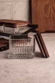 Snippy Grade Bella Kare 4'lü Kare Tepsili Ahşap Vakumlu Kapaklı Tepsili Cam Kahvaltılık Çerezlik 230 ml - 4