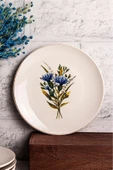 Snippy Flowy - 6 Parça Porselen Kahvaltı Takımı Pasta Seti Kenarları Silik Vintage Tuval Model Tabak 21cm - 3