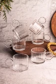 Snippy Cuppy - 6 Adet Cam Bardak Boncuk Kulplu Kupa Çay Kahve Meşrubat Bardağı 300 ml - 4