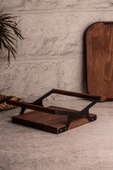 Snippy Grade - Ahşap Tepsi Metal Detay Tepsi 4 Yuvarlak Kare Elysia Timeless Uyumlu Çay Kahve Sunum Tepsisi thumbnail 7