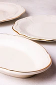Snippy Vesta - 18 Parça 6 Kişilik Gold Porselen Yemek Takımı Porselen Gold Altın Yaldızlı Yemek Seti - 6
