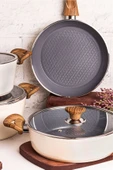 Snippy Radisson Crystal - 7 Parça Granit Tencere Seti Krem Mastercook Yapışmaz Cyrstal Tencere Tava Seti - 4