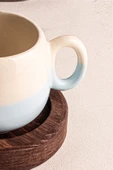 Snippy Rio - 4 Parça 2 Kişilik El Yapımı Seramik Ahşap Tabaklı Türk Kahvesi Espresso Fincan Seti - 7