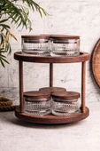 Snippy Tomby Bella - 7 Parça Ahşap Döner Standlı Vakumlu Kapaklı Cam Saklama Kabı Baharatlık Seti 235 ml thumbnail 3