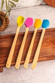 Snippy Like - 4'lü Isıya Dayanıklı Yapışmaz Silikon Spatula Seti Silikon Mutfak Seti Renkli Kaşık Seti Açık - 3
